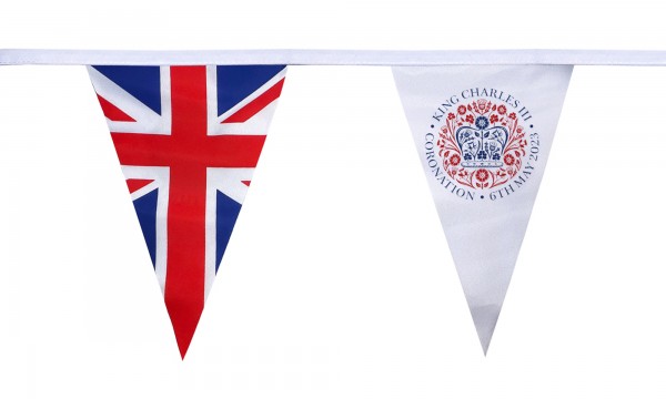 King Charles III Coronation Logo, UK (ALTERNATING) Triangle Bunting